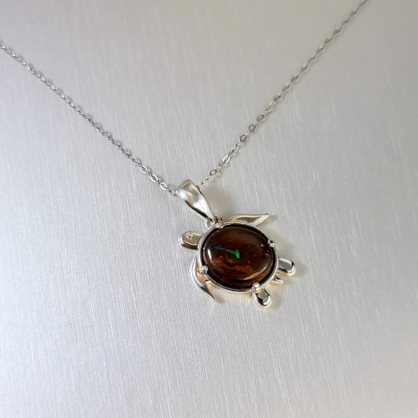 Boulder Opal Turtle Pendant