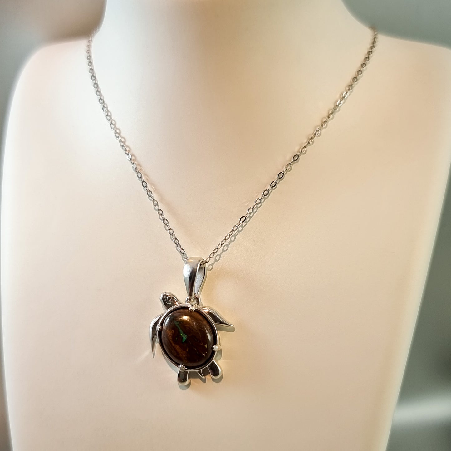 Boulder Opal Turtle Pendant