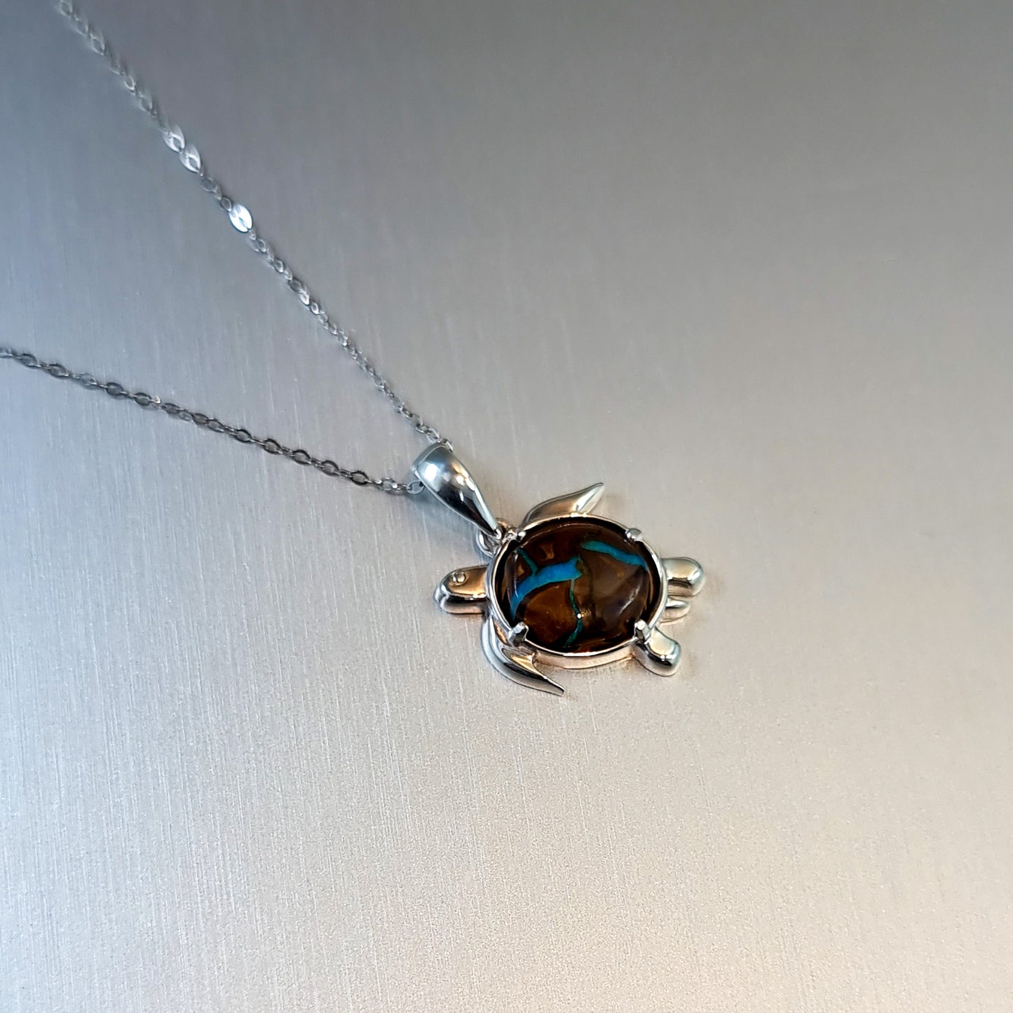 Boulder Opal Turtle Pendant