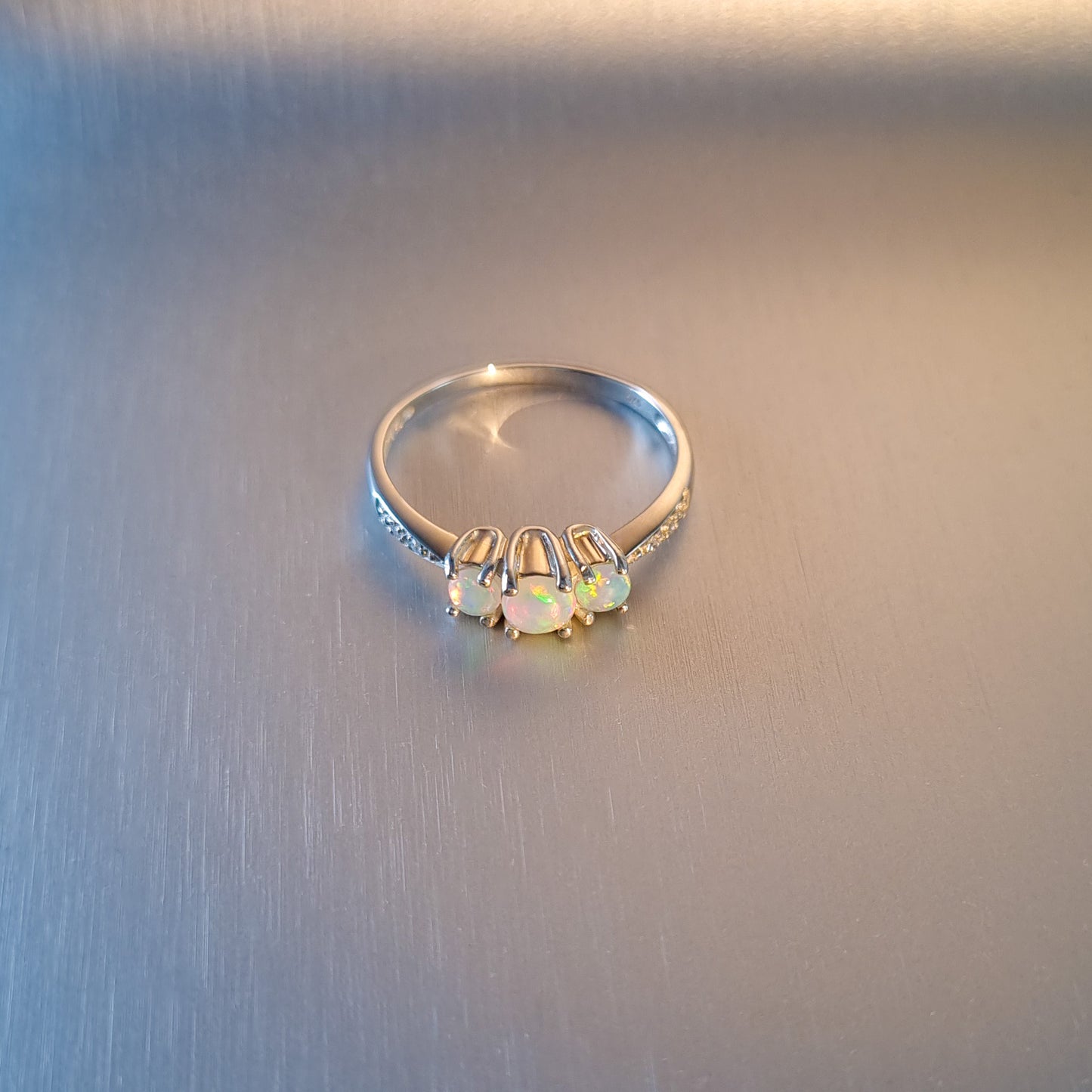 Solid Opal And Diamond Ring