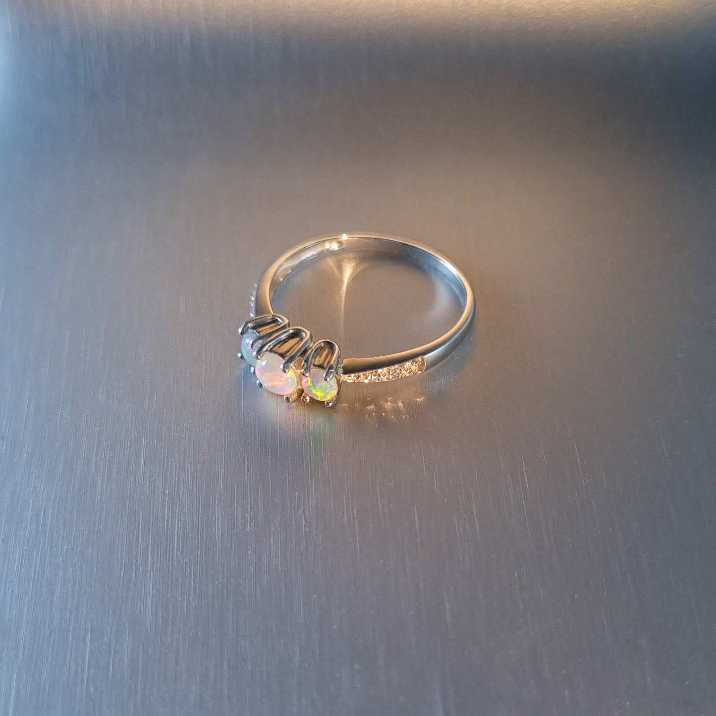 Solid Opal And Diamond Ring