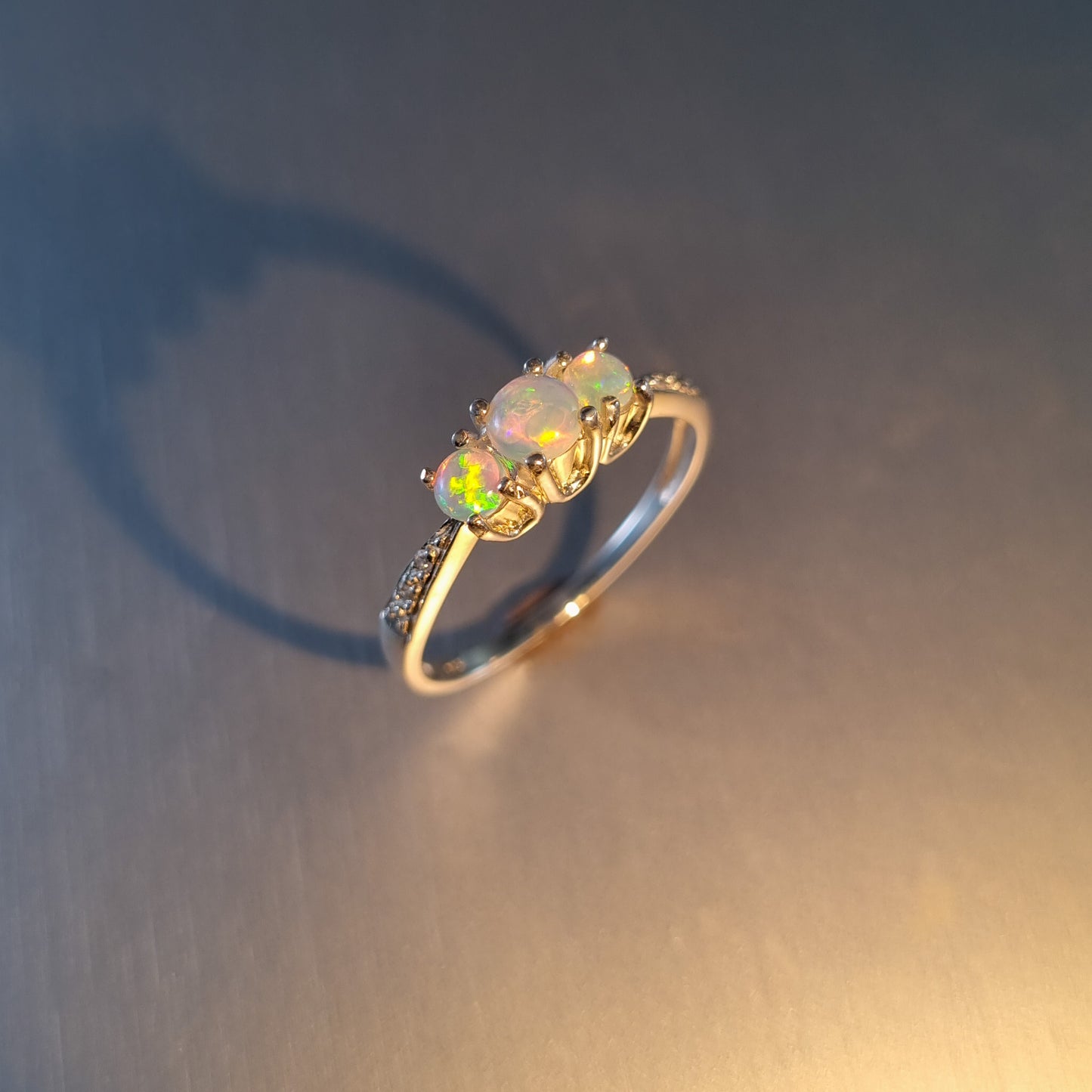 Solid Opal And Diamond Ring
