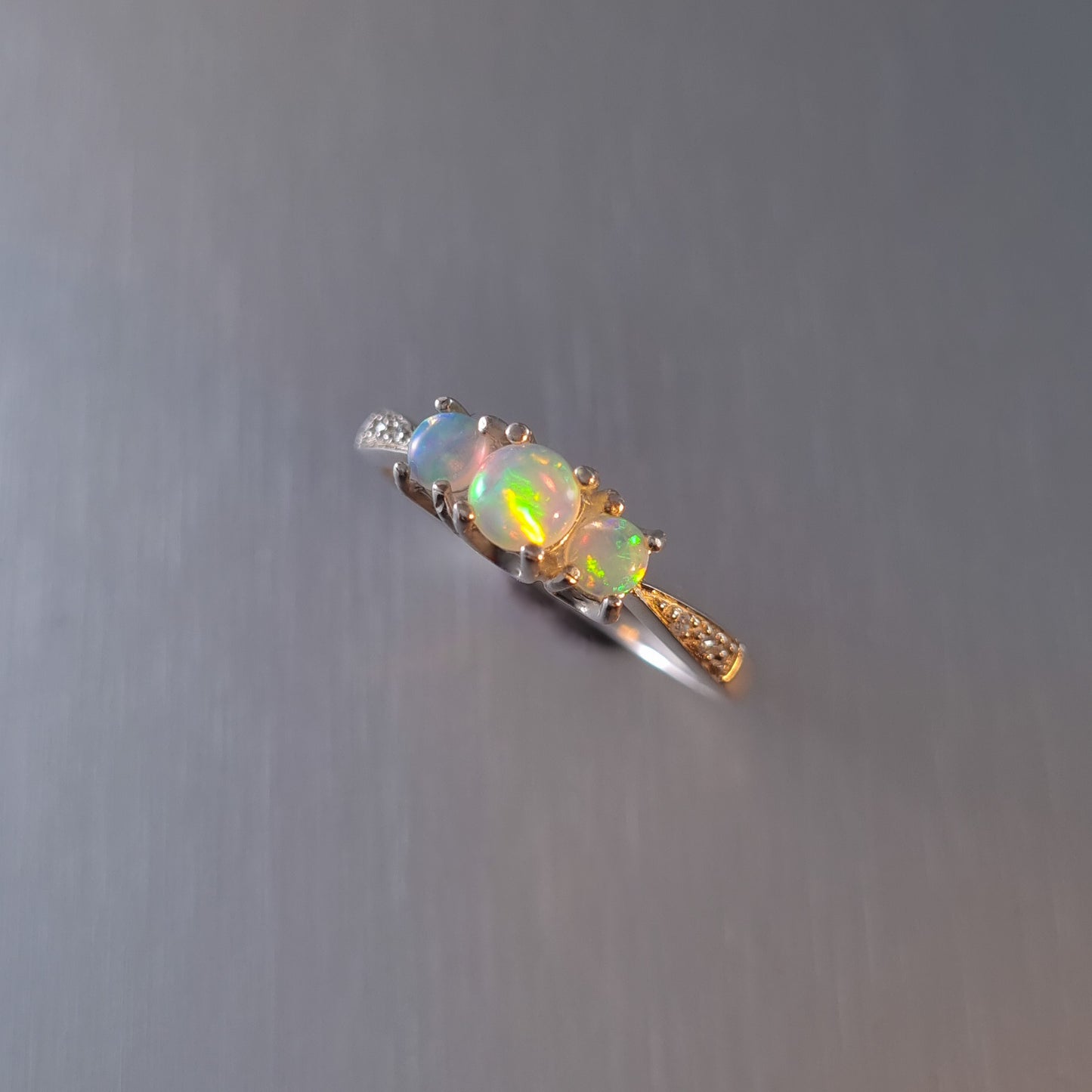 Solid Opal And Diamond Ring