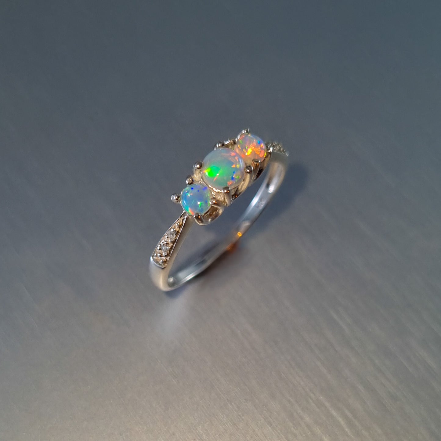 Solid Opal And Diamond Ring