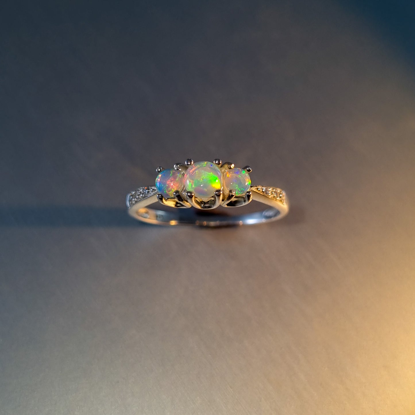 Solid Opal And Diamond Ring