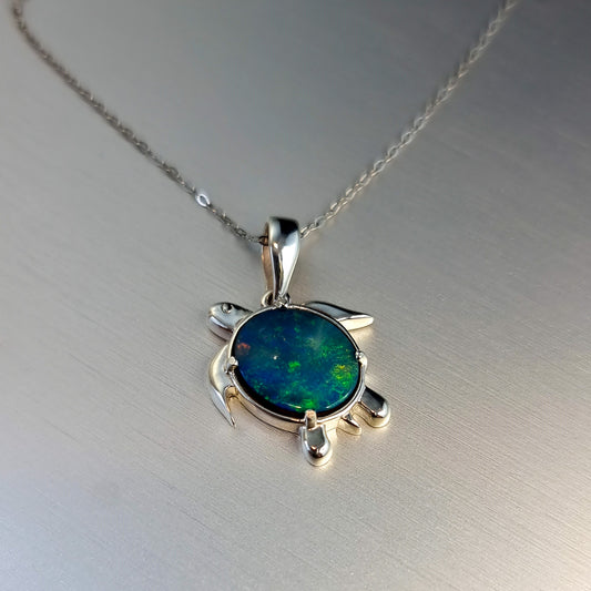 Opal Doublet Turtle Pendant