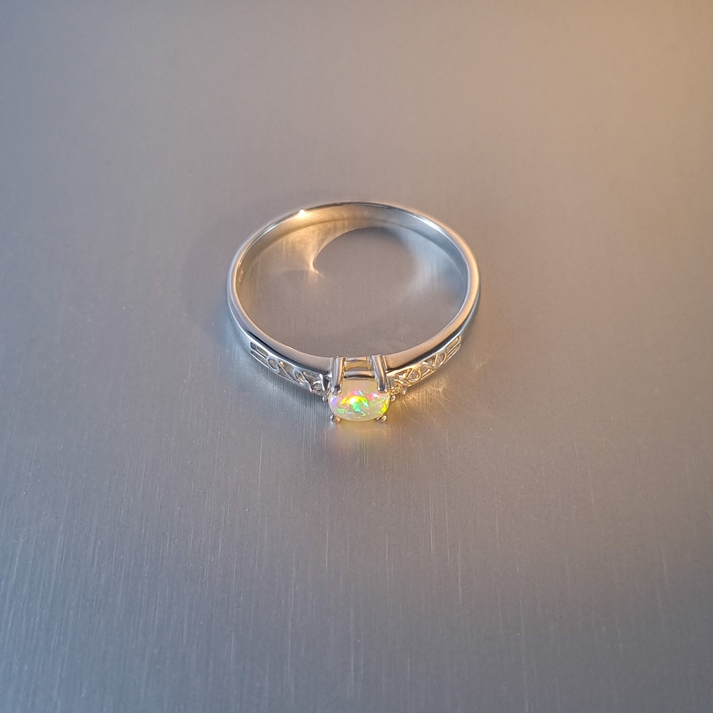 Solid Opal and Diamond Ring