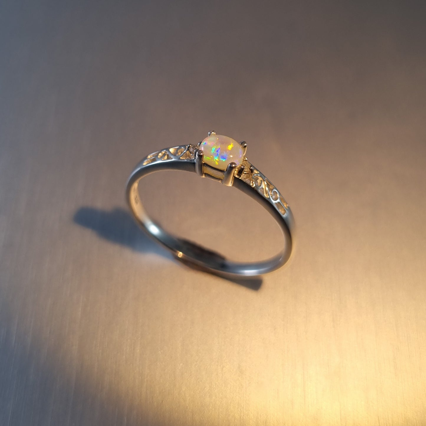 Solid Opal and Diamond Ring