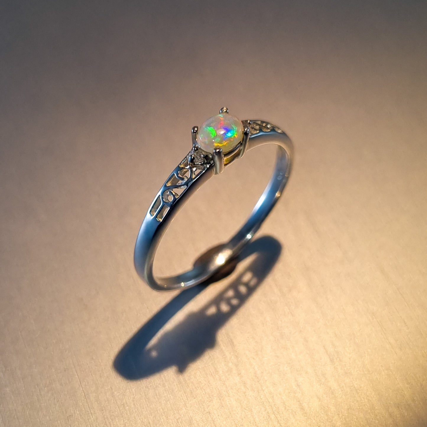 Solid Opal and Diamond Ring