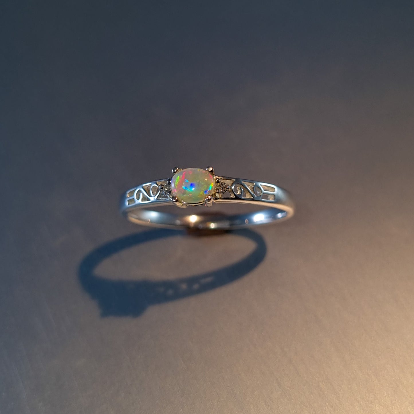 Solid Opal and Diamond Ring